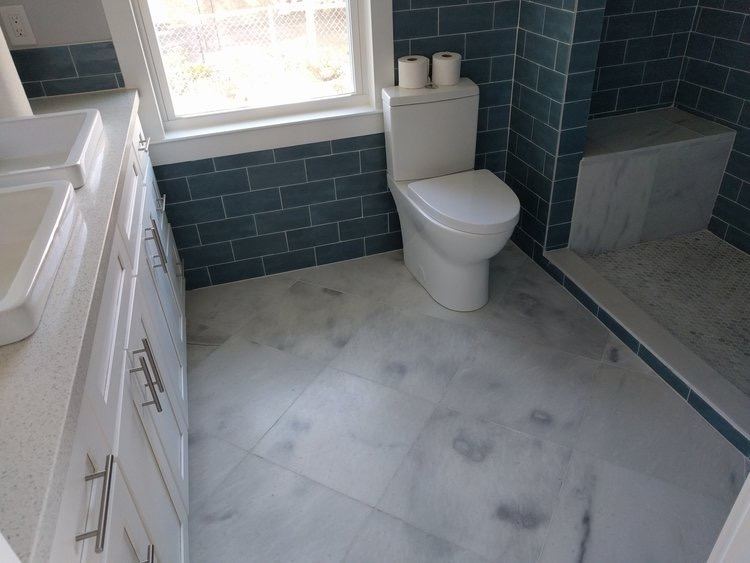 Master bathroom marble tile